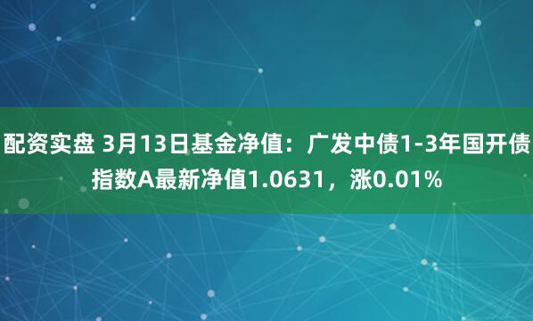 配资实盘 3月13日基金净值：广发中债1-3年国开债指数A最新净值1.0631，涨0.01%