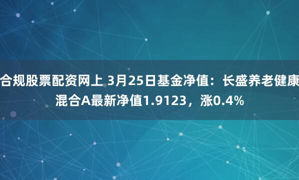 合规股票配资网上 3月25日基金净值：长盛养老健康混合A最新净值1.9123，涨0.4%