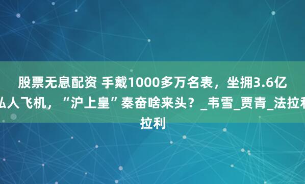 股票无息配资 手戴1000多万名表，坐拥3.6亿私人飞机，“沪上皇”秦奋啥来头？_韦雪_贾青_法拉利
