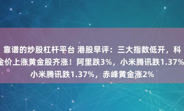 靠谱的炒股杠杆平台 港股早评：三大指数低开，科技、汽车普跌，金价上涨黄金股齐涨！阿里跌3%，小米腾讯跌1.37%，赤峰黄金涨2%