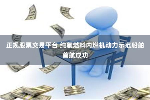 正规股票交易平台 纯氨燃料内燃机动力示范船舶首航成功