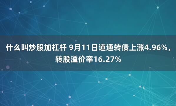 什么叫炒股加杠杆 9月11日道通转债上涨4.96%，转股溢价率16.27%
