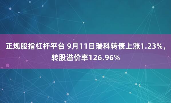 正规股指杠杆平台 9月11日瑞科转债上涨1.23%，转股溢价率126.96%